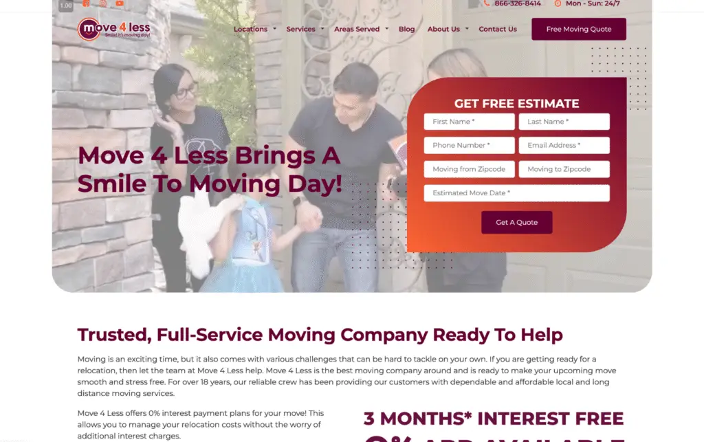 Move 4 Less. Generated 187 new leads with a 461% ROI