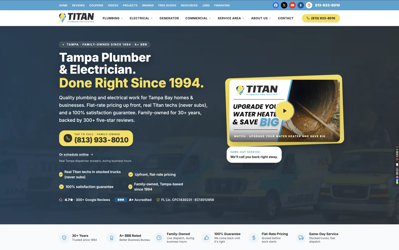 A high-performance contractor website built by ServiceLine Pro